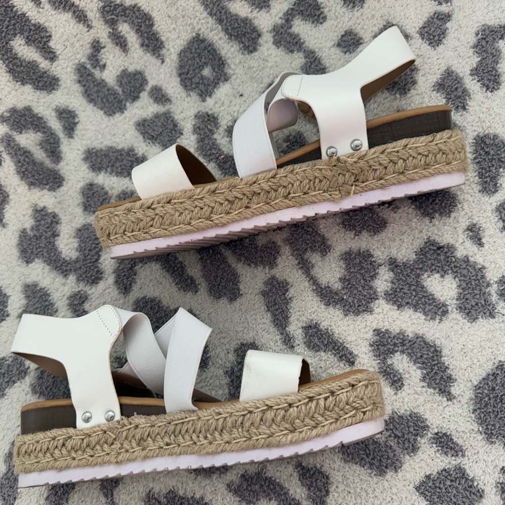 TOP Moda White Espadrille Platform Sandals size 8.5